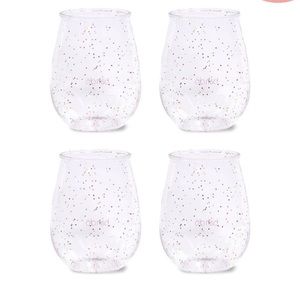 ban.do Stemless Acrylic Wine Glass Set of Four with Glitter Infusion